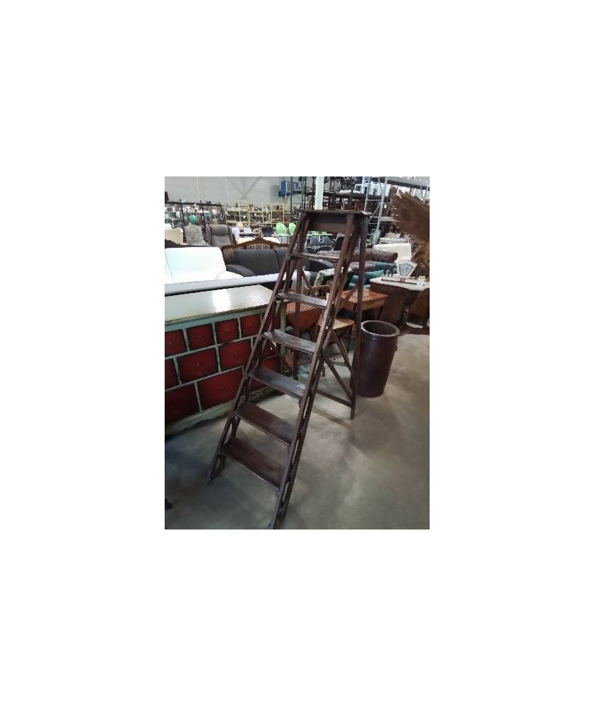 ESCABEAU DE LIBRAIRE BOIS 7 MARCHES DÉBUT XXE