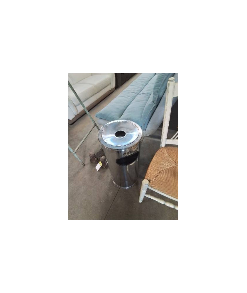 POUBELLE CENDRIER D’EXTÉRIEUR MÉTAL CHROMÉ SARO