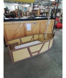 LIT ENFANT BATEAU BOIS PEINT JAUNE MARRON AVEC MATELAS MOUSSE 120X60CM