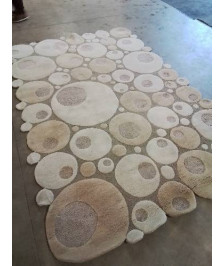 TAPIS LAINE CERCLES BEIGE TAUPE 300X200CM LIGNE PURE