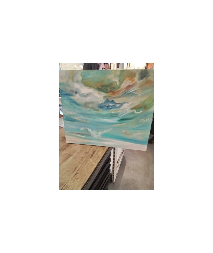 HUILE SUR TOILE NUAGES GERARD BOUDIN