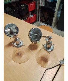 PAIRE D’APPLIQUES MÉTAL CHROMÉ ET VERRE