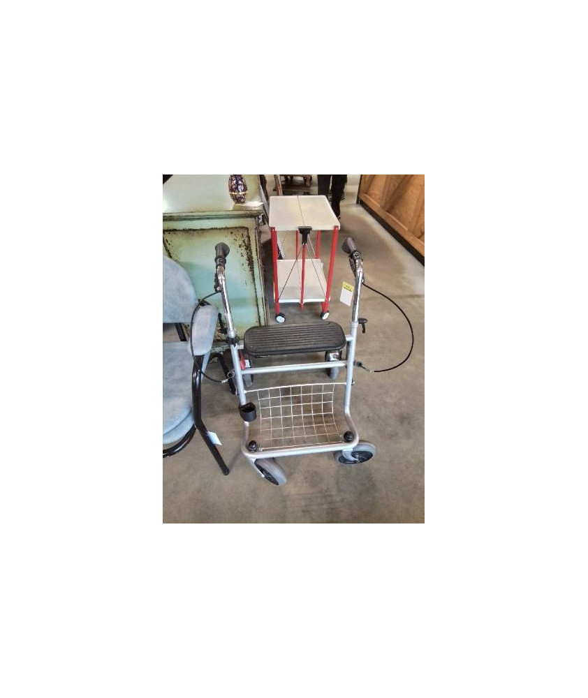 DEHAMBULATEUR PLIANT 4 ROUES MÉTAL GRIS ET PU NOIR