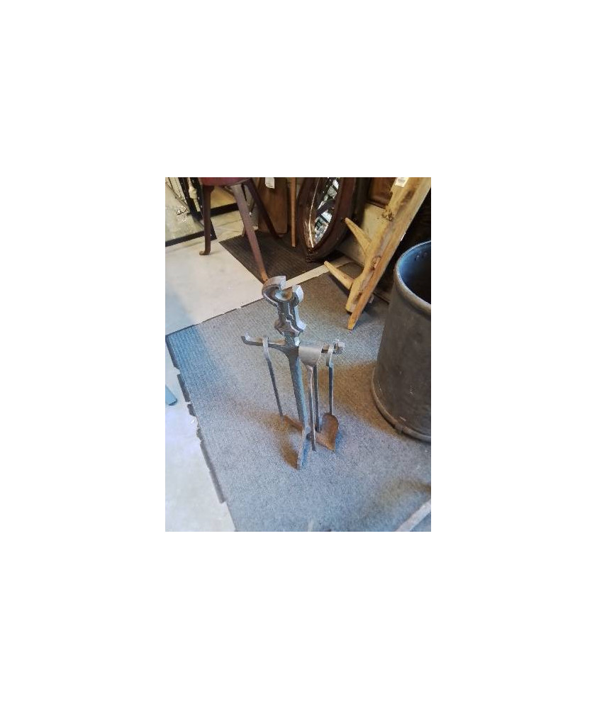 SERVITEUR DE CHEMINÉE FER FORGÉ 4 PIÈCES 