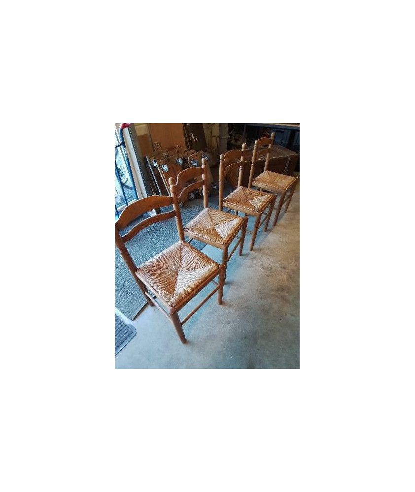 4 CHAISES DE CUISINE BOIS PAILLÉ 