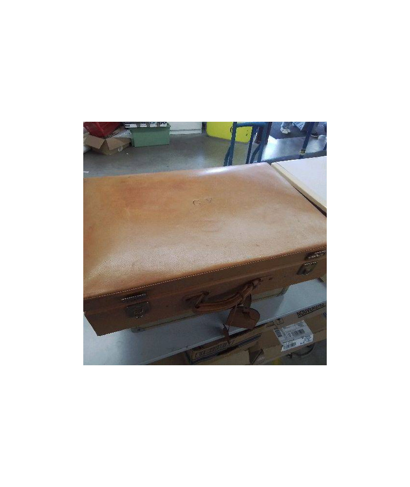 VALISE CUIR MARRON MONOGRAMME G.V