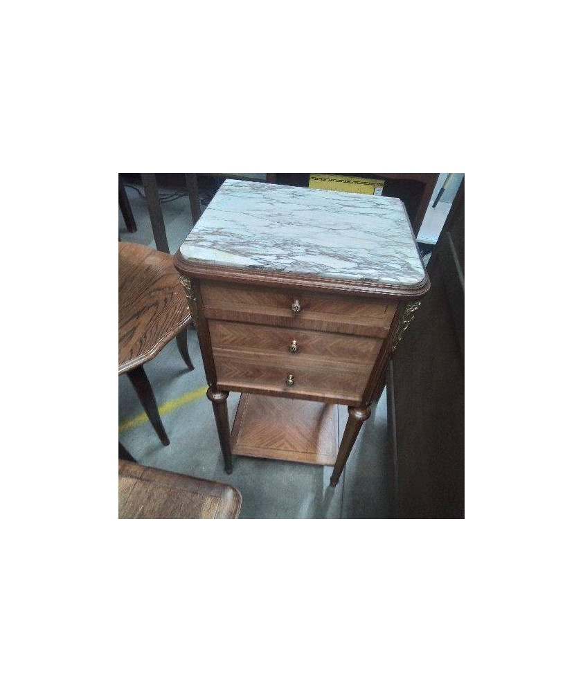 CHEVET 3 TIROIRS DESSUS MARBRE