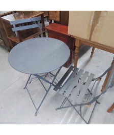 SALON DE JARDIN METAL GRIS