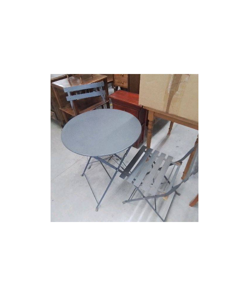 SALON DE JARDIN METAL GRIS