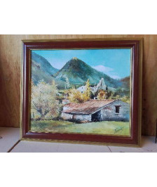 PEINTURE AUX COUTEAUX ’ PETIT VILLAGE ENCLAVÉ ’