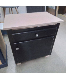 MEUBLE 1 PORTE 1 TIROIR PEINT NOIR GRIS