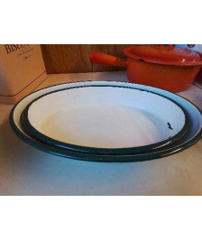 LOT DE 2 PLAT EN TOLE ÉMAILLÉE