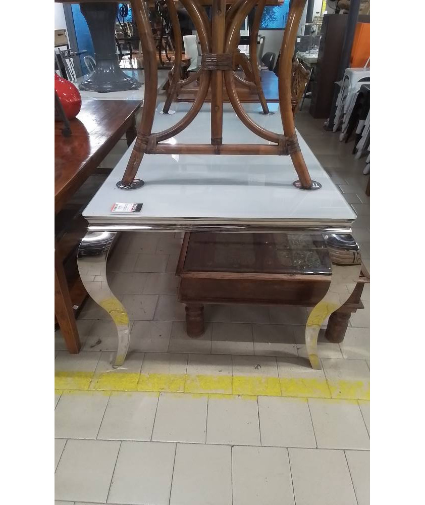 TABLE BAROQUE 1.80M ARGNET VERRE BLANC 