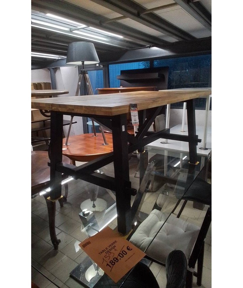 TABLE RECTANGLE BOIS PIED NOIR