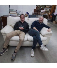 CANAPE SIMILI CUIR CREME 2 PLACES