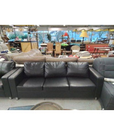 CANAPÉ 3 PLACES CUIR NOIR 