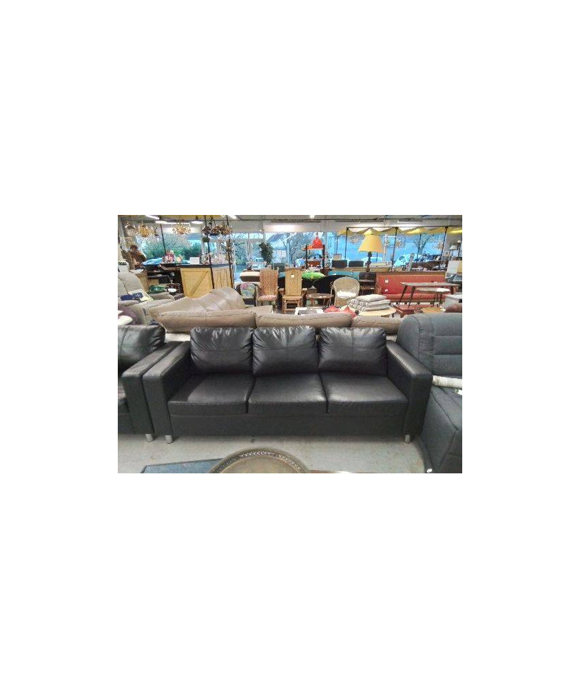 CANAPÉ 3 PLACES CUIR NOIR 