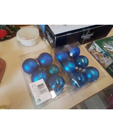 LOT BOULES DE NOEL BLEUES