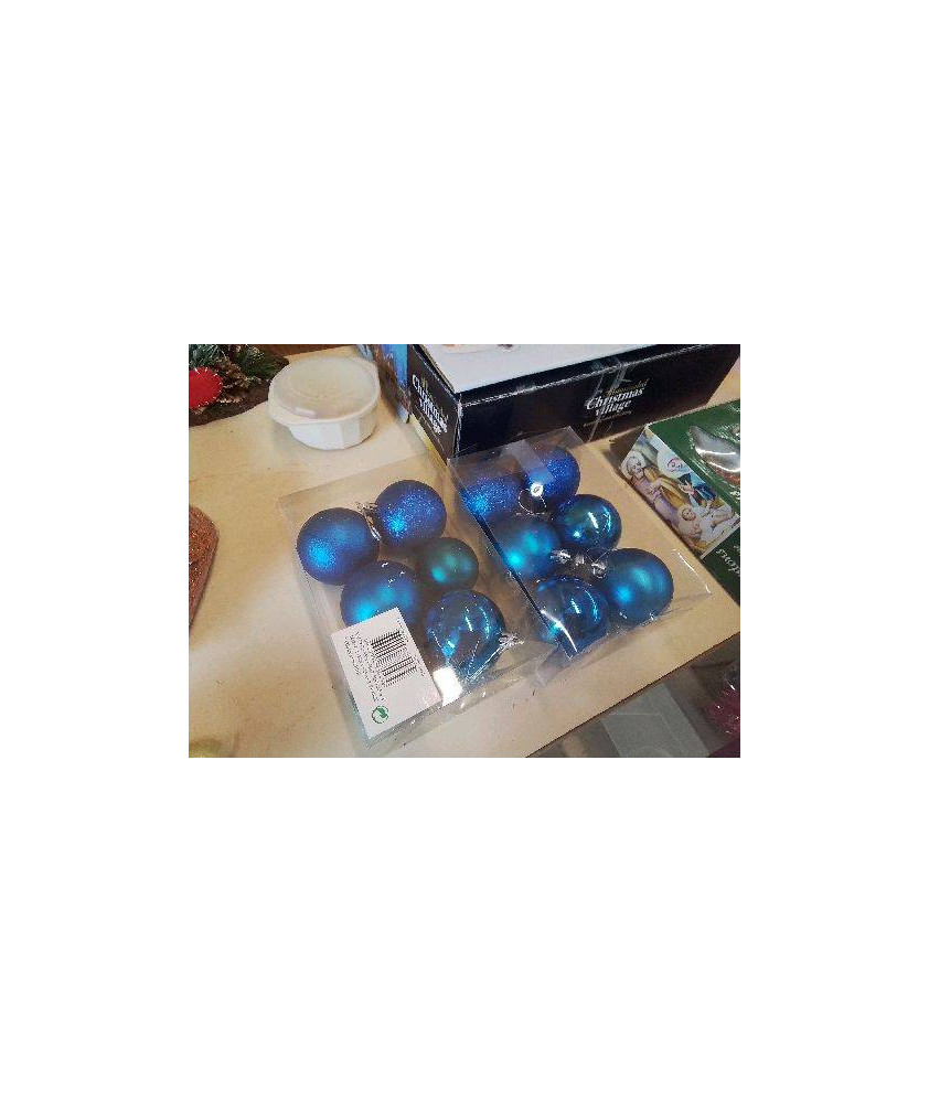 LOT BOULES DE NOEL BLEUES