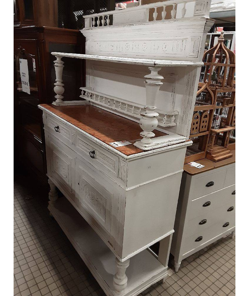 DESSERTE HENRI 2 BLANCHE AVEC MARBRE