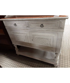 DESSERTE HENRI 2 BLANCHE AVEC MARBRE