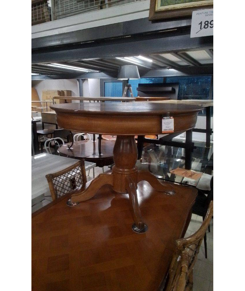 TABLE RONDE CHENE PIED CENTRAL +2 ALLONGES