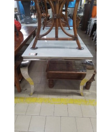 TABLE BAROQUE 1.80M ARGNET VERRE BLANC 