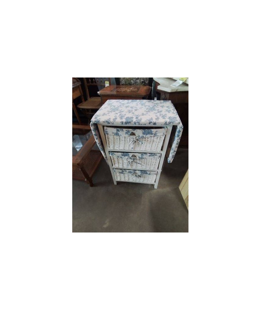 CHIFFONNIER 3 TIROIRS TABLE A REPASSER A ABATTANTS VANNERIE MÉTAL TISSU 