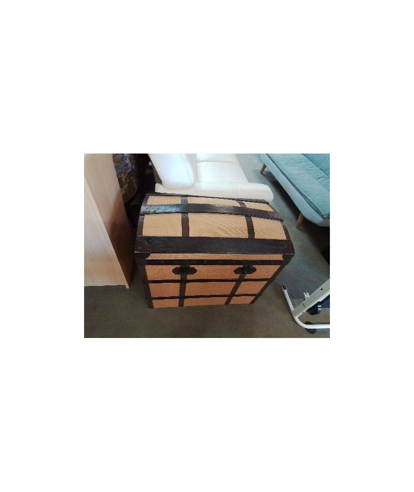 MALLE BOMBEE BOIS GAINÉ TOILE DE JUTE