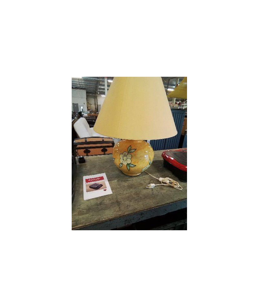 LAMPE BOULE CÉRAMIQUE JAUNE AUX FLEURS AJ JAUNE 