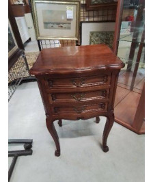 CHEVET BOIS 3 TIROIRS PIEDS ESCARGOT STYLE LOUIS XV