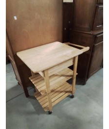 DESSERTE DE CUISINE A ROULETTES BOIS CLAIR 