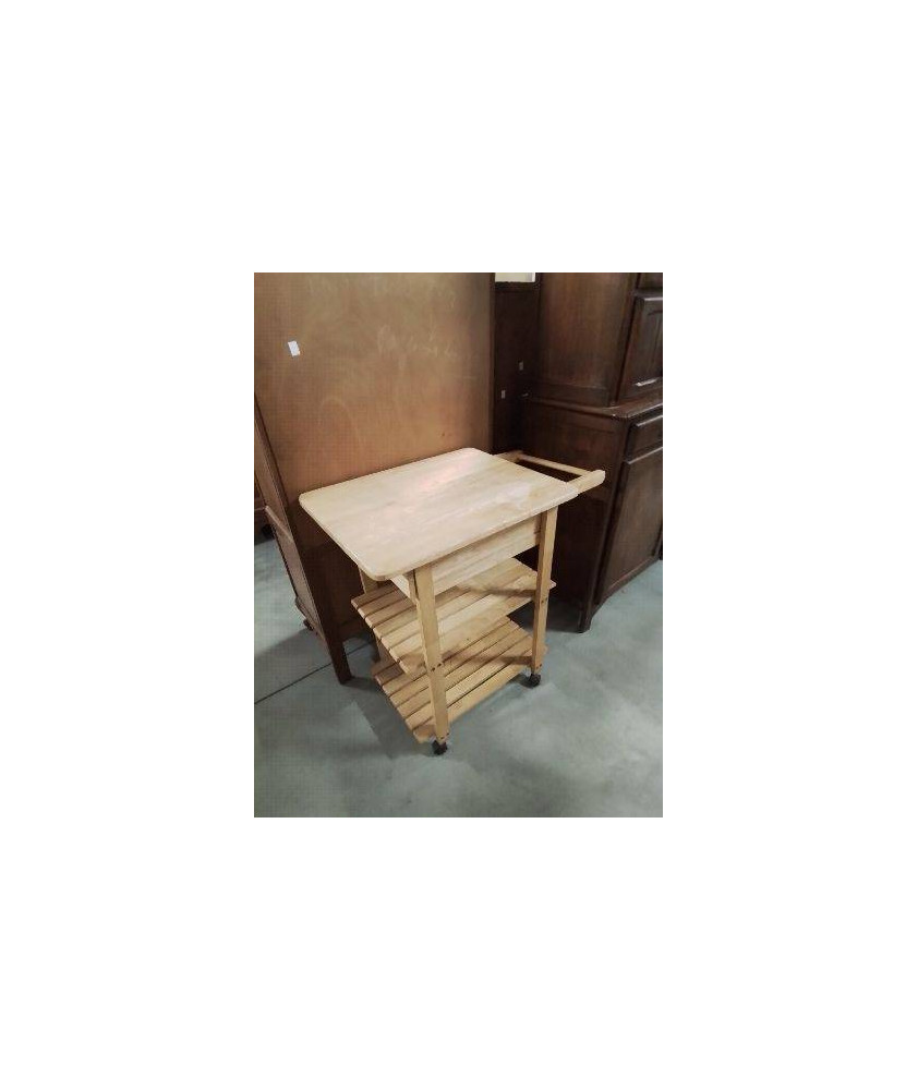 DESSERTE DE CUISINE A ROULETTES BOIS CLAIR 