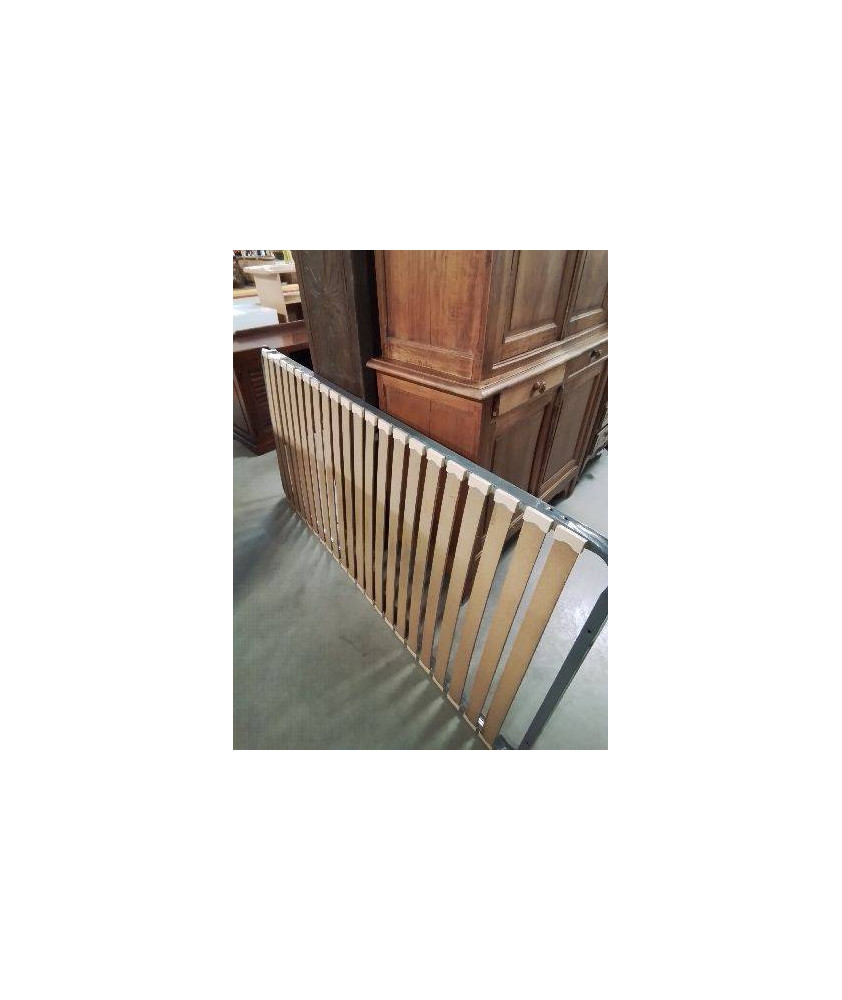 SOMMIER CADRE MÉTAL GRIS A LATTES 90X190CM