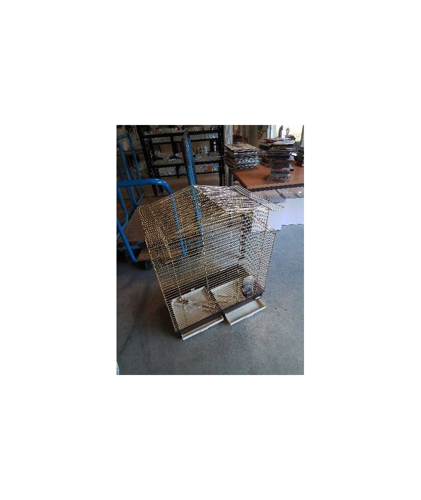 CAGE A OISEAUX MÉTAL DORÉ ET RÉSINE NOIR FERPLAST