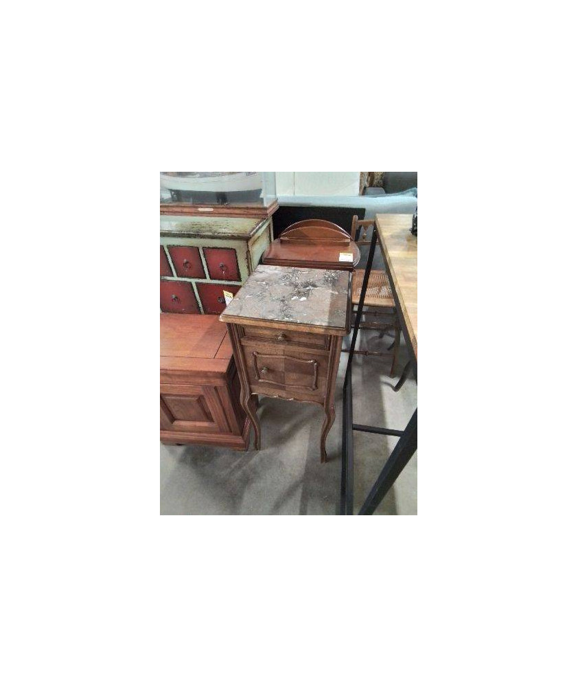 CHEVET MOULURÉ NAPOLÉON PIEDS GALBÉ DESSUS MARBRE GRIS 