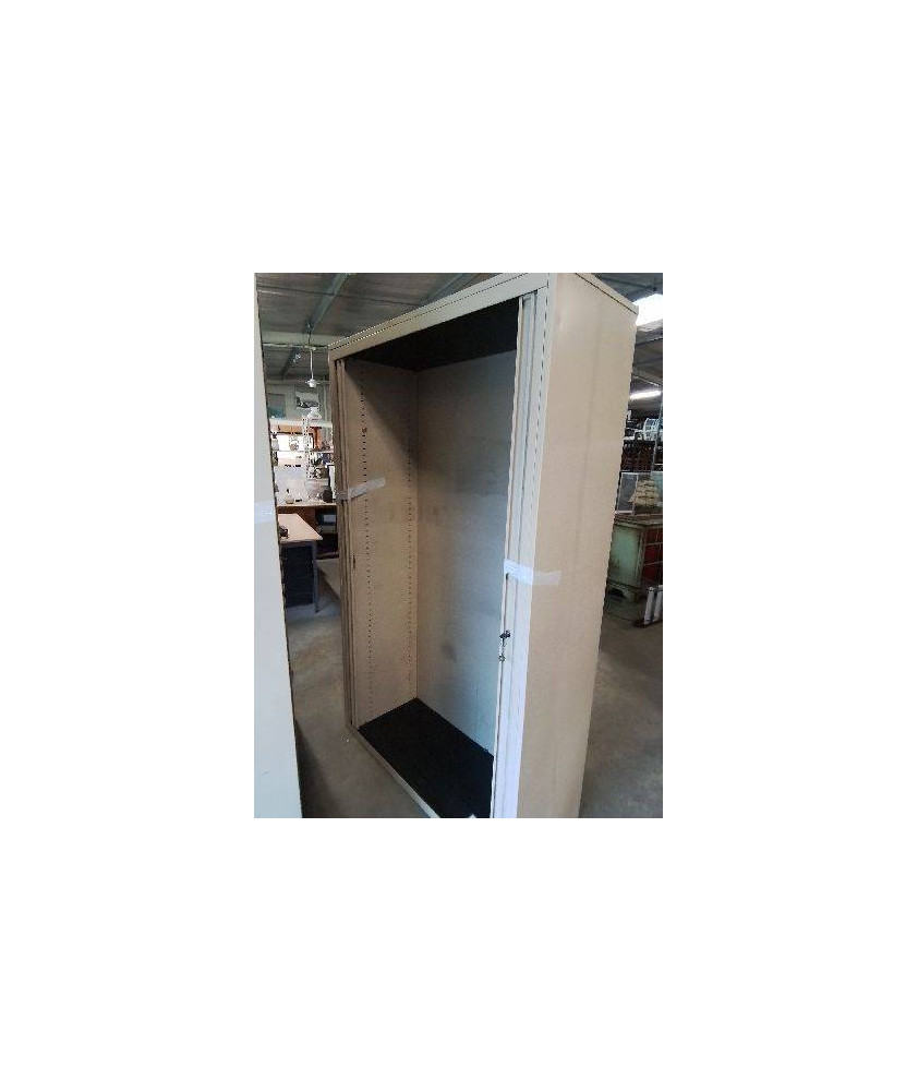 ARMOIRE MÉTAL CRÈME 2 PORTES COULISSANTES 