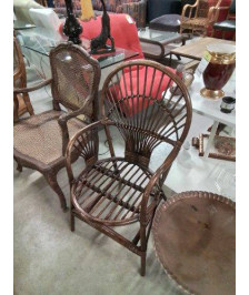 FAUTEUIL ROTIN CINTRÉ ANNÉES 60