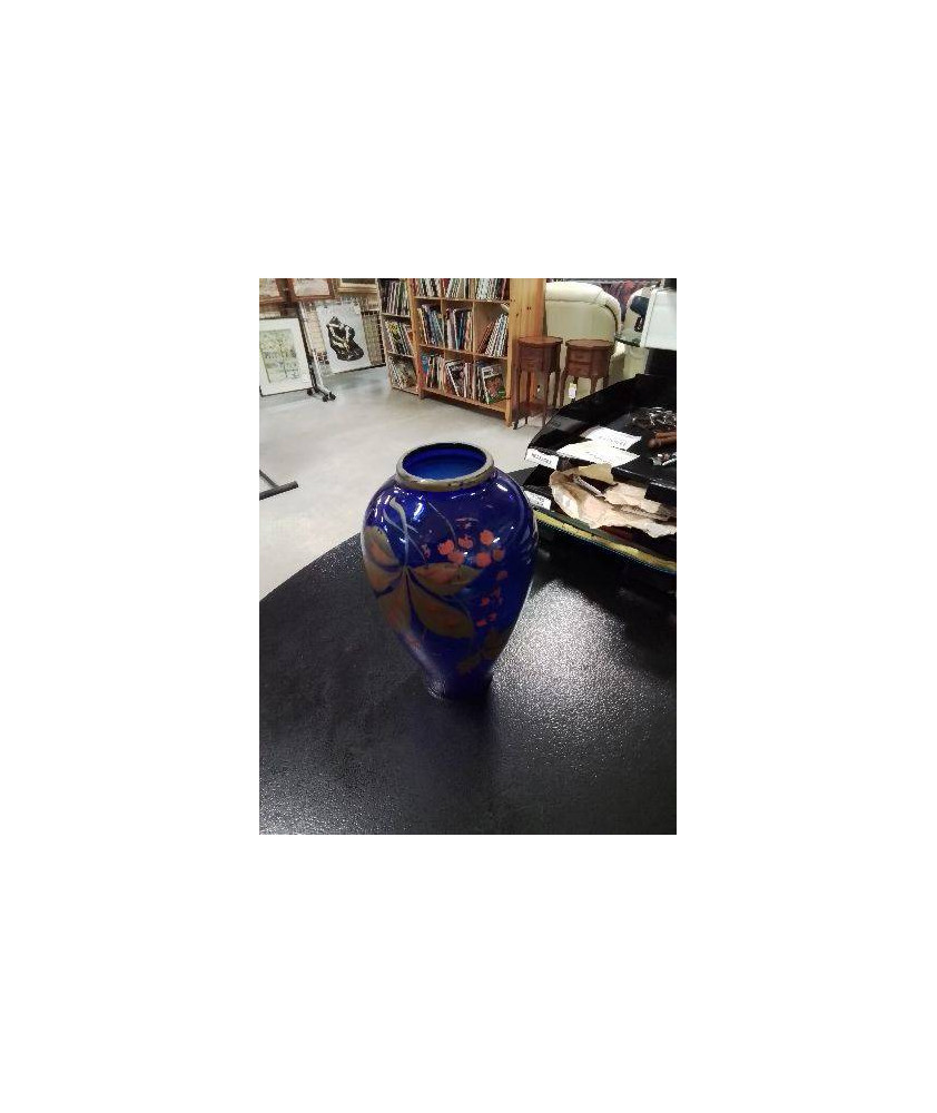 VASE VERRE TEINTE BLEU DÉBUT XXE 27CM