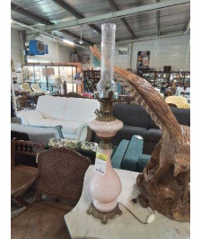 LAMPE  OPALINE ROSE LAITON ET VERRE