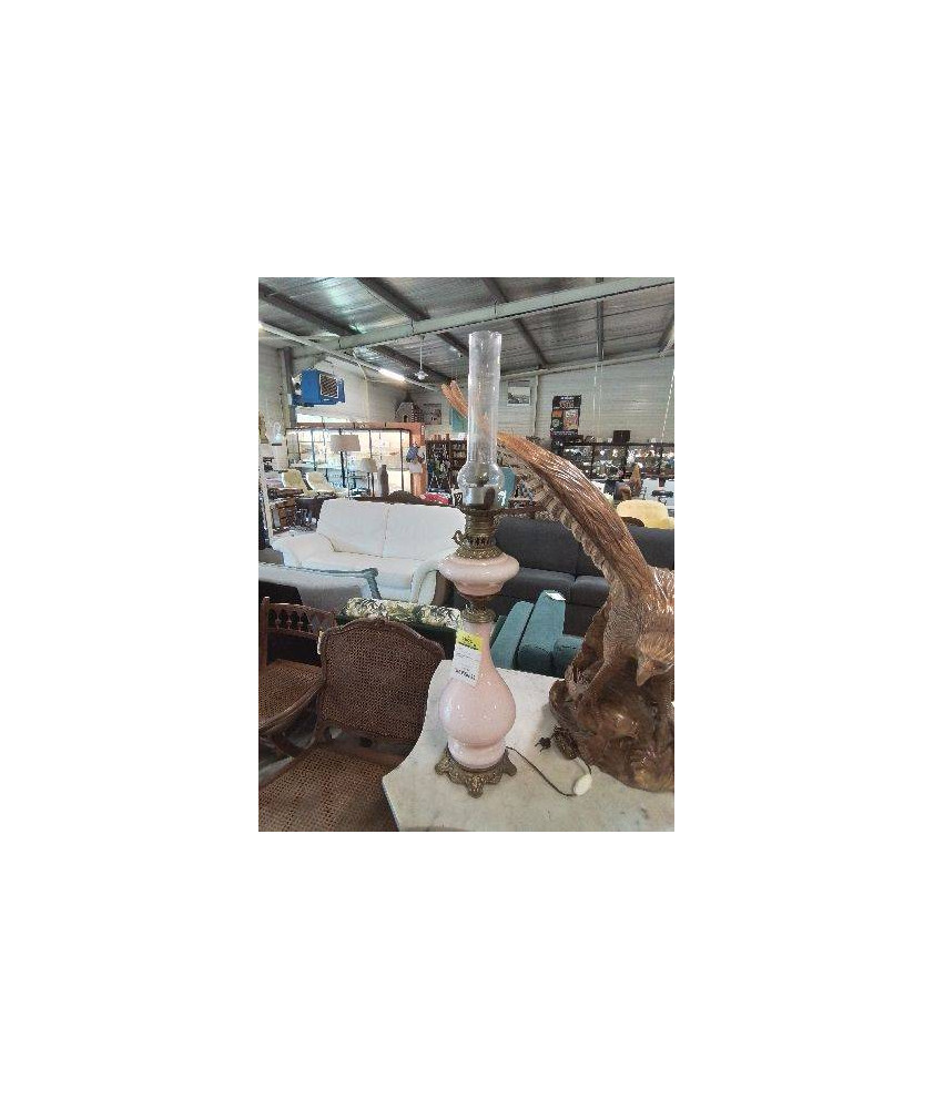 LAMPE  OPALINE ROSE LAITON ET VERRE