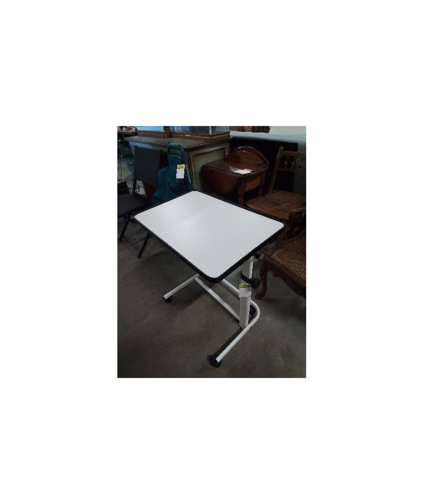 TABLE DE LIT MÉTAL EG BOIS BLANC PLIANT RÉGLABLE HAUTEUR
