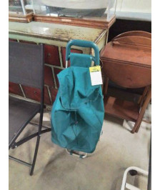 CHARIOT DE COURSE A ROULETTES TISSU BLEU 