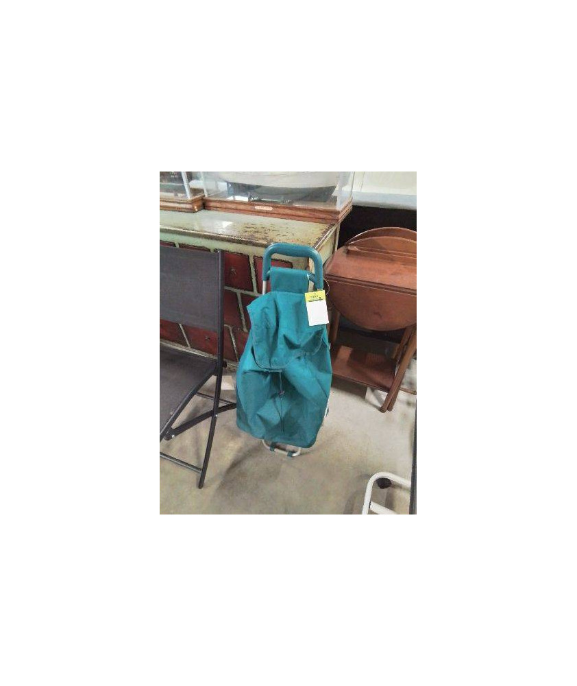 CHARIOT DE COURSE A ROULETTES TISSU BLEU 