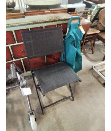 CHAISE DE JARDIN PLIANTE MÉTAL ET TOILE NOIR