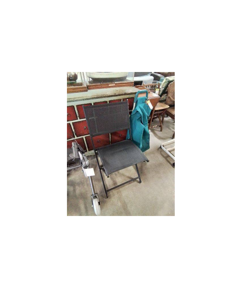 CHAISE DE JARDIN PLIANTE MÉTAL ET TOILE NOIR