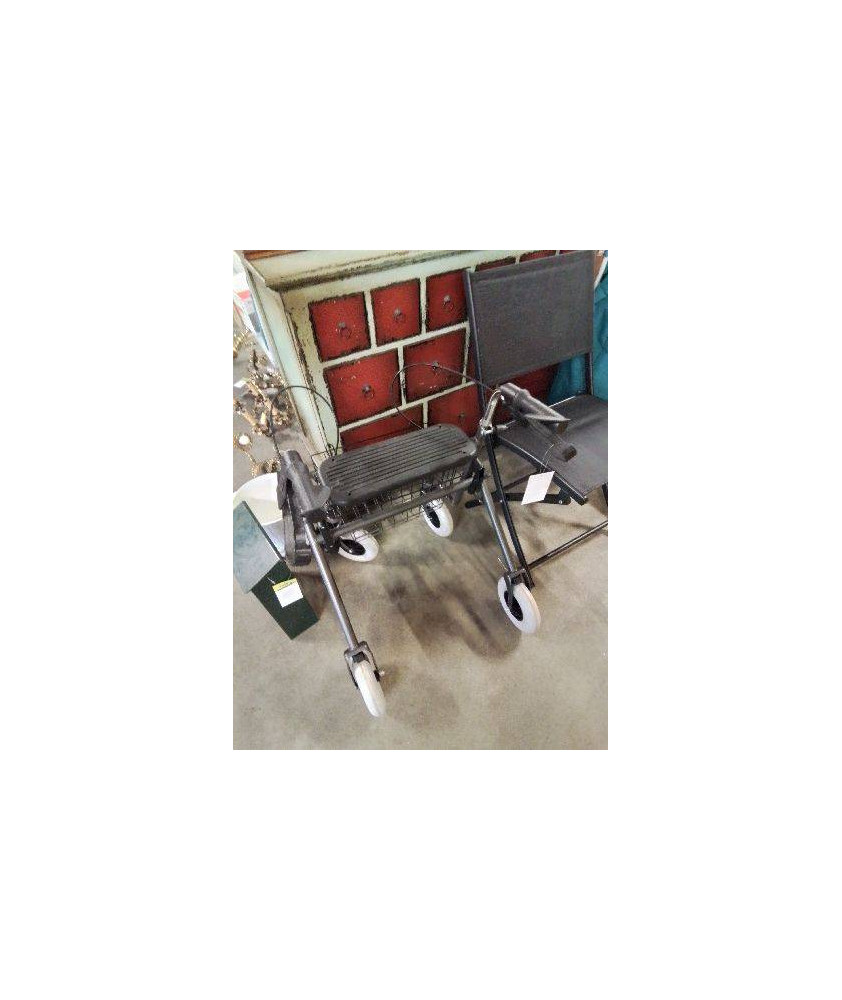 DEHAMBULATEUR A ROULETTES MÉTAL NOIR 