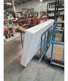 SOMMIER TAPISSER A LATTES AVEC PIEDS BOIS CLAIR 90X190CM