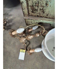 SUSPENSION BRONZE DORÉ 3 FEUX STYLE RÉGENCE 