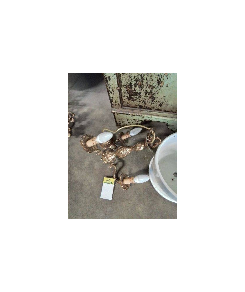 SUSPENSION BRONZE DORÉ 3 FEUX STYLE RÉGENCE 